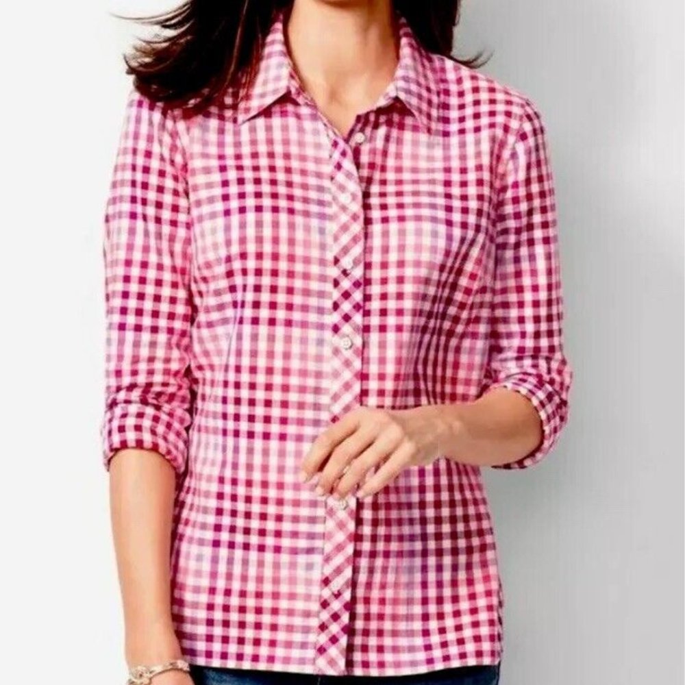 Talbots Plaid Pink Shirt